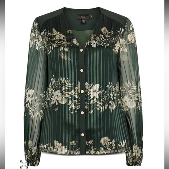 Ted Baker Green Floral Blouse - Picture 4 of 7